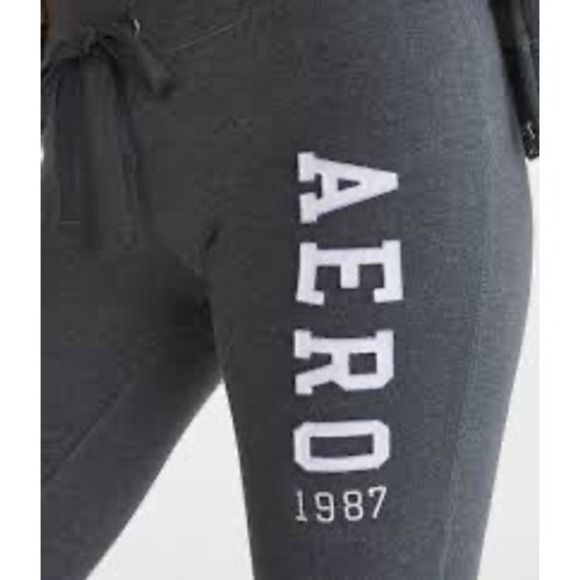 Aeropostale Pants - Aeropostale Womens Charcoal Gray‎ Fleece Joggers Sweatpants Aero 1987 Logo Small